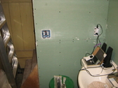 patching holes from electrical electrican MEP work fireproofing foam taping and spackling shower and tub caulk recycling construction material recycling job site wastes GREEN building